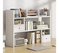 Étagère Organisateur De Bureau - DIY Étagère Livre Bureau Bibliothèque Organisateur De Bureau À Poser, Étagère De Bureau En Bois - Étagère De Rangement Avec 2 Couches, Pour Bureau Salon ( Color : Whit