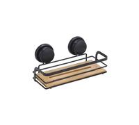 Etagère Panier de douche à ventouses Acier & Bambou Noir mat MSV