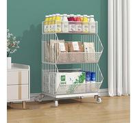 Étagère Paniers Étagère de Rangement pour Fruits et légumes de supermarché, étagère de Rangement en Fil de Fer 3/4/5 Couches, Panier de Rangement pour Chariot à roulettes Commercial pour Ali
