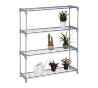 Relaxdays Étagère à plantes 4 niveaux métal et plastique 106 x 91 x 28 cm grise