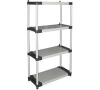 Étagère plastique - TOOD - 4 tablettes - Charge 80 kg par tablette - 80x40x168 cm - Noir/gris