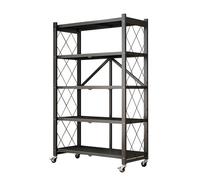 Étagère pliable à 5 niveaux en métal noir pour cuisine, maison et bureau - Économie d'espace - Rangement et présentation faciles