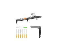 Maclean étagère Murale Pliante capacité de Charge 50 kg Table Pliante avec Serrure de sécurité Bouton de Pliage Inclus Niveau pour Cuisine Salle de Bain (Noir, 100x20 cm)
