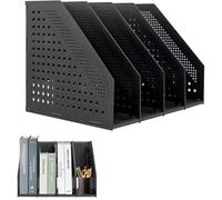 Étagère Pliante Pour Magazines, Porte-revues À 4 Compartiments Verticaux, Organisateur De Reliure De Fichiers De Bureau Pour Le Stockage Et L'organisation Du Bureau, Bibliothèque De Table(Dark Gray)