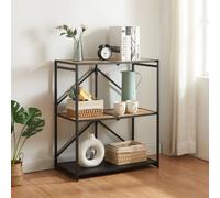 Étagère pliante 'Telemark' avec 3 étagères Structure métallique 81 x 68 x 38 cm Noir / aspect chêne