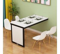 Étagère pliante télescopique invisible, table murale en bois pour cuisine, salle à manger, salon, balcon, petite coiffeuse d'intérieur (cadre blanc et noir, taille 9)
