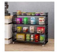 Étagère polyvalente à 4 niveaux pour fruits, légumes, collations et pharmacie - Noir - 47,2 x 120 cm