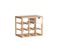 - Etagère pour 8 bouteilles Finja avec 1 tiroir - en Bambou et MDF - Longueur 33.5 cm x Hauteur 29 cm x Profondeur 24 cm - Finja