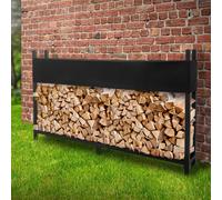 Étagère pour bois de chauffage avec couvercle en acier anthracite 200x25x115 cm