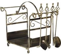 Étagère pour bois de cheminée avec set de cheminée 66x71x42cm Support pour bois de cheminée Panier à bois Set de cheminée