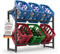 Étagère pour caisses de boissons 6 caisses réglable en hauteur Métal galvanisé 84x105x32 Étagère pour caisses de bouteilles Support pour