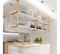 Etagère pour casseroles Etagère de rangement pour la cuisine, étagère à 2 niveaux pour montage au plafond support à fleurs suspendu support à vin - Etagères flottantes pour la décoration murale ( Size