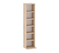 Étagère pour CD DVD Bibliothèque - Espace pour 102/204 CD ou 36/72 DVD / Blue Ray - Étagère de Salon - Étagère à Livres - Disponible en 4 Couleurs (6 étagères, Chêne Sonoma)