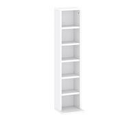 Étagère pour CD DVD Bibliothèque - Espace pour 102/204 CD ou 36/72 DVD / Blue Ray - Étagère de Salon - Étagère à Livres - Disponible en 4 Couleurs (6 étagères, Blanche)
