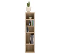Étagère pour CD et DVD Melodie en Bois avec 5 étagères, 21 x 88 x 20 cm, Idéal pour rangements CD et DVD, Semi-modulable, Coloris chêne Sonoma