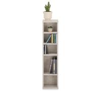 Étagère pour CD et DVD Melodie en Bois avec 5 étagères, 21 x 88 x 20 cm, Idéal pour rangements CD et DVD, Semi-modulable, Coloris béton
