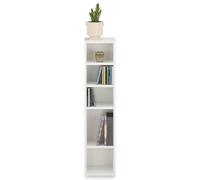 Étagère pour CD et DVD Melodie en Bois avec 5 étagères, 21 x 88 x 20 cm, Idéal pour rangements CD et DVD, Semi-modulable, Blanc