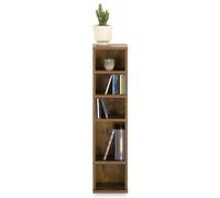 Étagère pour CD et DVD Melodie en Bois avec 5 étagères, 21 x 88 x 20 cm, Idéal pour rangements CD et DVD, Semi-modulable, Old Style