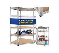 Rangement - TECTAKE - Étagère d'angle pour charges lourdes MDF résistant, réglable, jusqu'à 875 kg, 180 x 89,5 x 89,5 cm - Argent