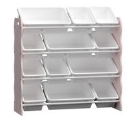 [en.casa] Étagère pour Enfants avec 12 Boîtes Amovibles Meuble de Rangement Organisateur de Jouets au Design Ondulé Parois Arrondis Esthétiques MDF Métal Plastique 78 x 86 x 27 cm Rose Blanc