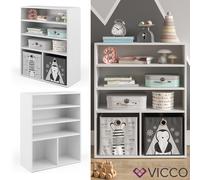 Vicco Bibliothèque Enfant Luigi, Blanc, 72x90.2cm | 2 compartiments, combinable pour le rangement des jouets et des livres