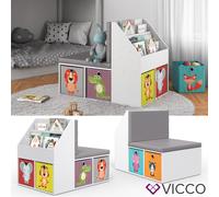 Étagère pour enfant VICCO ONIX avec banc, 6 boîtes pliables, banc pour enfant