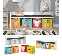 Étagère pour enfants Luigi, 31.2x53.4cm avec 4 boîtes pliantes opt.1, Blanc, Vicco