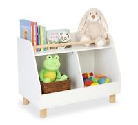 Étagère pour Enfants Relaxdays, Petite, 2 Compartiments Ouverts, H x L x P : 53 x 72 x 38 cm, Rangement, Blanc/Nature