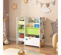 Étagère pour enfants 'Vimianzo' avec 5 compartiments et 3 boîtes pliantes motif dinosaure 60 x 65 x 30 cm