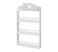 [en.casa] Étagère pour Enfants Forme de Maison avec 3 Compartiments Ouverts Meuble de Rangement Organisateur de Livres et Cahiers avec Coins Arrondis Esthétique MDF 106 x 60 x 12 cm Vert Menthe Blanc