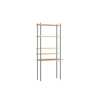 Étagère pour Espace de Travail/bibliothèque, Chêne Simple/ Noir