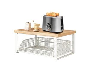 Étagère Pour Four À Micro-ondes - Support De Comptoir Avec Panier Coulissant Réglable | Porte-grille- Pour Cafetière, Rangement De Tasses Et De Collations, Organisateur De Cuisine Peu Encombrant
