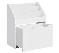 Étagère Pour Jouets, 3 Compartiments Bibliothèque Pour Enfants, Boîte À Jouets Mobile, Avec Roulettes, Blanc Nuage Blanc
