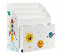 Étagère pour jouets, 3 compartiments, Boîte à jouets avec roulettes, Blanc