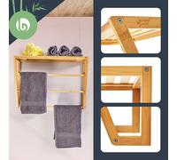 Étagère pour la salle de bain avec 3 barres à serviettes Tablette supérieure 42x30x20cm bambou