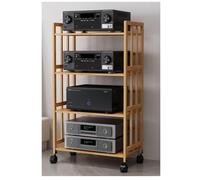 Étagère pour lecteur DVD, tour de rangement audio - Meuble audio stéréo TV en bois, étagères d'angle flottantes pour salon et bureau, support de plateau tournant mobile