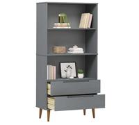 Étagère pour livres - Bibliothèque MOLDE Gris 85x35x170 5 cm - bois massif de pin - design élégant - pour maison(68102）