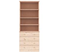 Étagère pour livres - Brun - Bibliothèque moderne - avec tiroirs ALTA 77x35x186 5cm bois massif de pin B1709