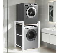 Étagère pour machine à laver et sèche-linge - Charge maximale : 350 kg - 3 niveaux réglables en hauteur - Pour machine à laver et sèche-linge - Structure en acier pour salle de bain, balcon, buanderie