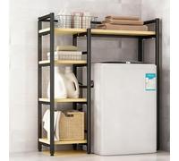 Étagère pour Machine à Laver, Étagère Universelle Lave-Linge Hublot/Supérieur, Organisateur Multi-Niveaux avec Support Dos en X et Pieds Anti-Dérapants(Black,Flip Model-85cm/33.4in)