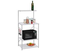 Étagère Pour Micro-Ondes, Blanc, 60 x 39.6 x 123 cm, Matériau à Base de Bois, 4 Niveaux, Étagère Micro Onde, Rangement Cuisine, Meuble Cuisine Micro Onde, Pour Cuisines et Salon
