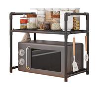 Étagère Pour Micro-Ondes Cuisine,Porte-Four à Micro-Ondes avec Crochets - Plateau Élargi Range-Épices Double Niveau Support Machine À Pain - Maison, Garde-Manger, Camping-Car, Usage Quotidien