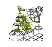 MEUBLE SUPPORT POUR PLANTE - TECTAKE - Étagère pour plantes droite AILEEN avec ornements Design en éventail - Noir