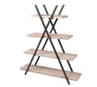 Etagère pyramide 4 étages - Dock - Style Industriel - Métal - Imitation chêne - L120 cm x l33 cm x H138 cm