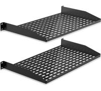 Étagère Rack Serveur 1U, Plateau Cantilever Universel Ventilé, Montage en porte-à-faux, Étagère pour Armoire 19"", Tablette pour Serveur, Universel Rack d'Équipement, Lot de 2 (Noir)