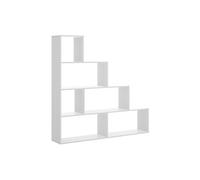 LIQUIDATODO Étagère d'escalier 4 Compartiments Moderne et économique 145 cm en Blanc Brillant 145 cm (Hauteur) x 145 cm (Longueur) x 29 cm (Profondeur)