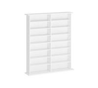 HomCom Meuble rangement multimédia – 720 CD/396 DVD, 16 compartiments, 12 étagères réglables, blanc