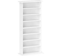 HOMCOM Rangements pour CD et DVD, Meuble de Rangement multimédia avec 8 Compartiments et 6 étagères réglables, capacité Max. 360 CD/185 DVD et Blu-Ray, 58 x 24 x 124,5 cm, Blanc