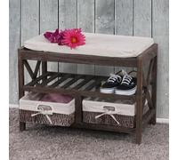 Etagère / range-chaussures / banc, 45x65x34cm, shabby chic, vintage marron