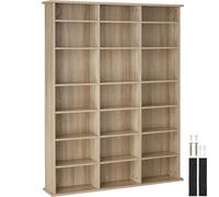 Étagère Rangement CD / DVD Meuble de Rangement en Bois Bibliothèque 18 Tablettes